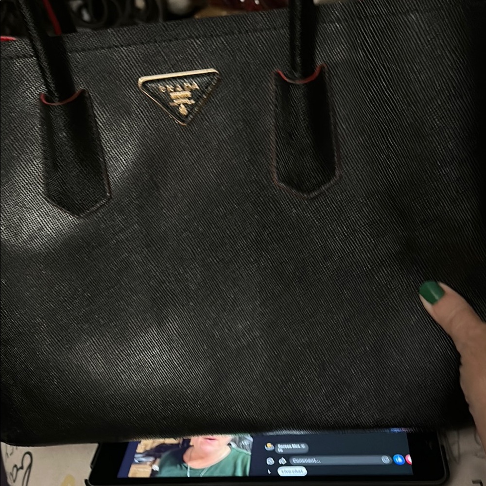 Prada Black Saffiano Leather Tote with Signature Logo